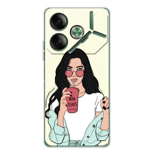 Чехол с рисунком «С напитком» для TECNO Pova 7 Чехол с рисунком «С напитком» для TECNO Pova 7