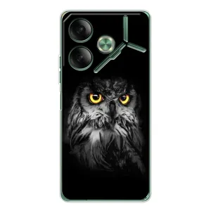 Чехлы с принтом СОВЫ для Tecno Pova 7 (Сова на чёрном)