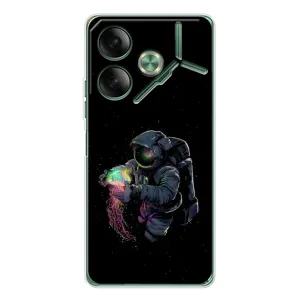 Силиконовый Чехол с принтом "Космонавты" на Tecno Pova 7 (В руках земля)