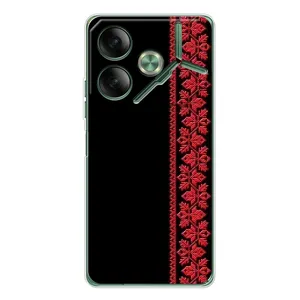 Силиконовый Чехол на Tecno Pova 7 с картинкой Вышиванки (Вышиванка на черном)