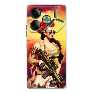 ЗСУ Чохли (TPU) для Tecno Pova 7 (Жінка солдат)