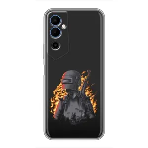 Силиконовый чехол с картинкой "Герой Pubg" на Tecno POVA Neo 2 (В огне)