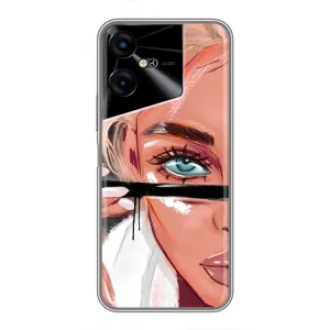 Силіконовый Чохол на Tecno POVA Neo 3 з картинкой Модных девушек (Дівчина та вії)