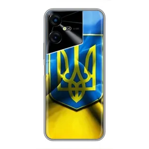 Чехол с картинкой (Патриотический ГЕРБ) на Tecno POVA Neo 3 (Герб и Флаг Украины)