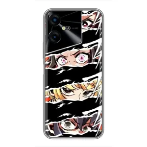 Силіконові чохлі з очіма Anime для Техно Пова нео 3 (Очі на чорному)