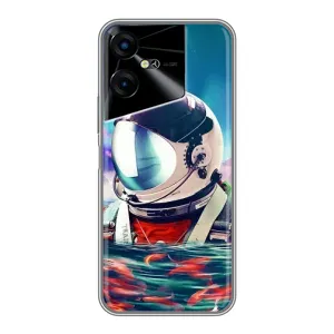 Силіконовый Чохол з принтом "Космонавти" на Tecno POVA Neo 3 (Космонавт у воді)