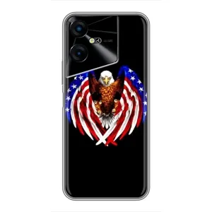 Чехол Флаг USA для Tecno POVA Neo 3 (Крылья США)
