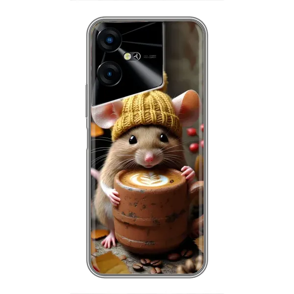 Чехол с рисунком «Мышка с кофе» для TECNO POVA Neo 3 Чехол с рисунком «Мышка с кофе» для TECNO POVA Neo 3