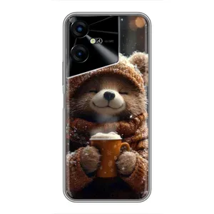Печатный чехол «Зверята с кофе» для Tecno POVA Neo 3 (Медвежонок с кофе)