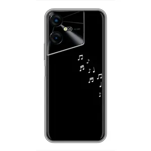 Чехол с картинками на черном фоне для Tecno POVA Neo 3 (Ноты)