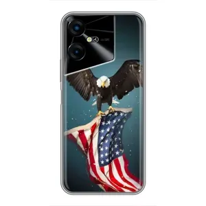 Чехол Флаг USA для Tecno POVA Neo 3 (Орел и флаг)