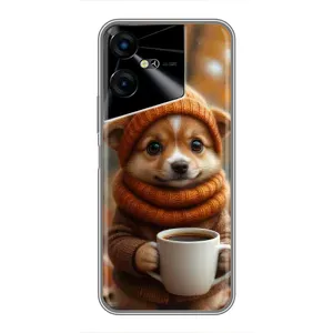 Печатный чехол «Зверята с кофе» для Tecno POVA Neo 3 (Собачка с кофе)