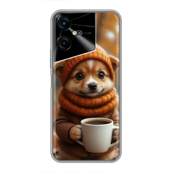 Чехол с рисунком «Собачка с кофе» для TECNO POVA Neo 3 Чехол с рисунком «Собачка с кофе» для TECNO POVA Neo 3
