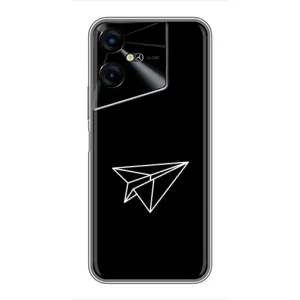 Чехол с картинками на черном фоне для Tecno POVA Neo 3 (Самолетик)