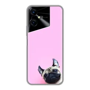 Бампер для Tecno POVA Neo 3 с картинкой "Песики" (Собака на розовом)
