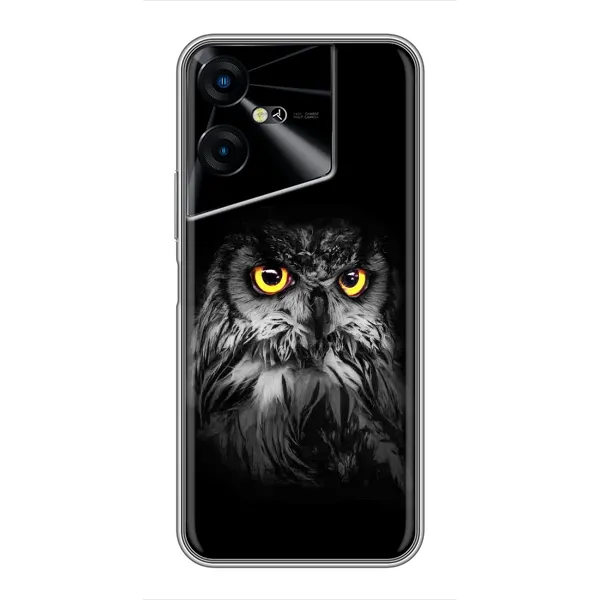 Чехол с рисунком «Сова на чёрном» для TECNO POVA Neo 3 Чехол с рисунком «Сова на чёрном» для TECNO POVA Neo 3