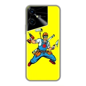 Силиконовый бампер (Работники) на Tecno POVA Neo 3 (Строитель)