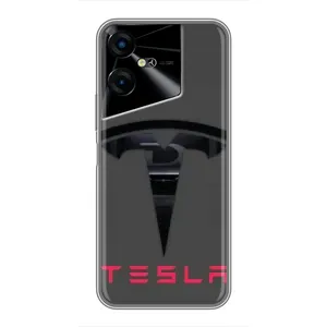 Силиконовый бампер с картинкой машины на Tecno POVA Neo 3 (Logo TESLA)