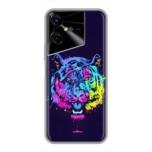Силиконовый бампер с картинкой животных для Tecno POVA Neo 3 (Тигр-Арт)