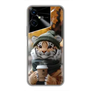 Печатный чехол «Зверята с кофе» для Tecno POVA Neo 3 (Тигр с кофе)