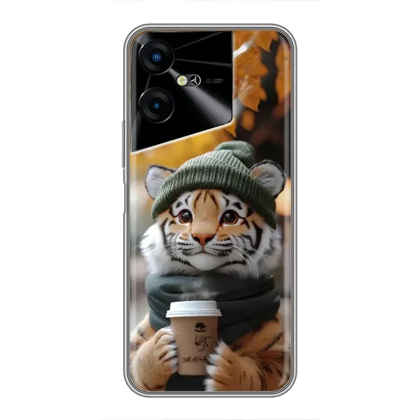 Чехол с рисунком «Тигр с кофе» для TECNO POVA Neo 3 Чехол с рисунком «Тигр с кофе» для TECNO POVA Neo 3