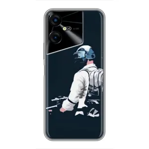 Силиконовый чехол с картинкой "Герой Pubg" на Tecno POVA Neo 3 (В экиперовке)