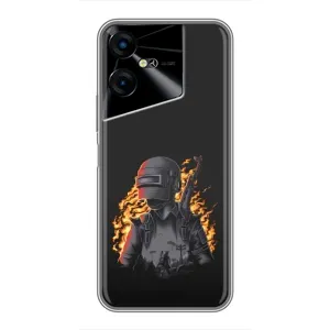 Силиконовый чехол с картинкой "Герой Pubg" на Tecno POVA Neo 3 (В огне)