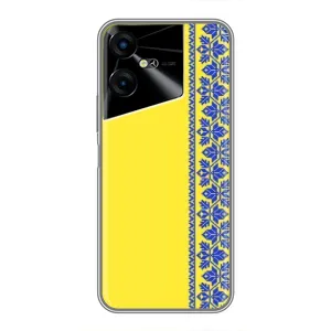 Силиконовый Чехол на Tecno POVA Neo 3 (Вышиванка на желтом)