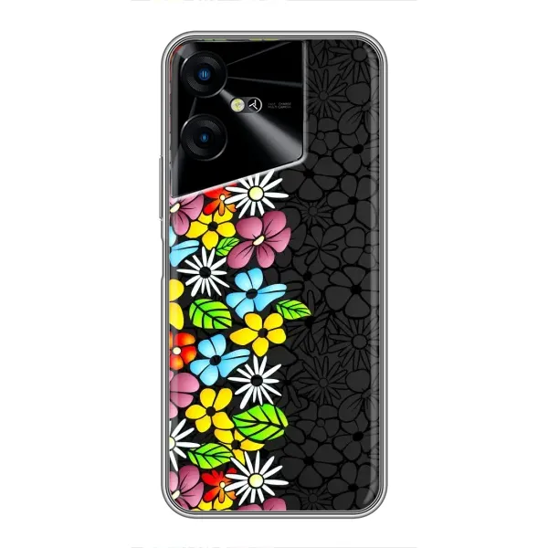 Чехол с рисунком «Яркие цветы на черном» для TECNO POVA Neo 3 Чехол с рисунком «Яркие цветы на черном» для TECNO POVA Neo 3