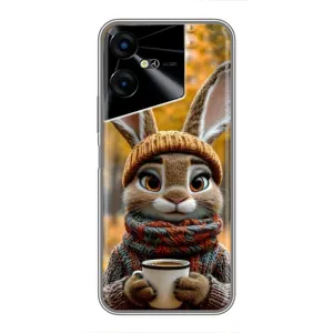 Печатный чехол «Зверята с кофе» для Tecno POVA Neo 3 (Зайчик с кофе)
