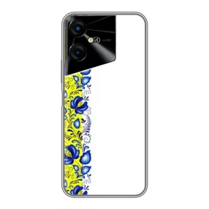 Силиконовый Чехол на Tecno POVA Neo 3 с картинкой Вышиванки (Желто-синяя вышиванка)