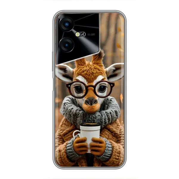 Чехол с рисунком «Жираф с кофе» для TECNO POVA Neo 3 Чехол с рисунком «Жираф с кофе» для TECNO POVA Neo 3