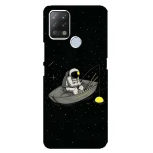 Силиконовый Чехол с принтом "Космонавты" на Tecno Pova (Космонавт на рыбалке)