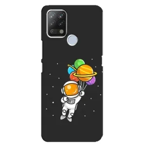 Силиконовый Чехол с принтом "Космонавты" на Tecno Pova (Космонавт с шариками)