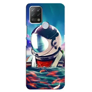 Силиконовый Чехол с принтом "Космонавты" на Tecno Pova (Космонавт в воде)