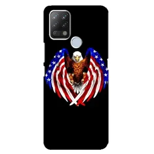 Чехол Флаг USA для Tecno Pova (Крылья США)