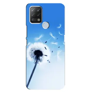Силиконовый Чехол с одуванчиками на Tecno Pova (Одуванчик на голубом)