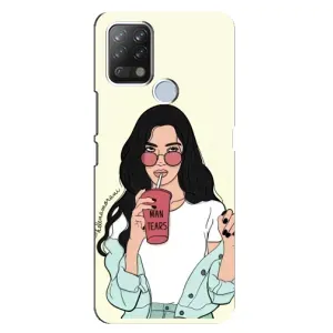 Силиконовый Чехол на Tecno Pova с картинкой Стильных Девушек (С напитком)