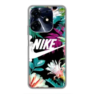 Силіконовый Чохол на TECNO Spark 10 Pro з картинкою НАЙК (Квітковий Nike)