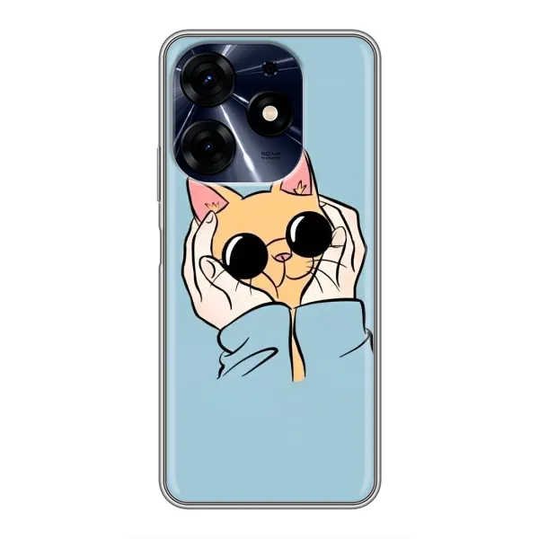 Чехол с рисунком «КОТИК в очках» для TECNO Spark 10 Pro