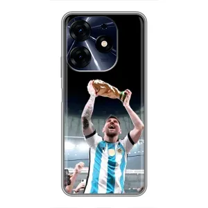 Чехлы Лео Месси Аргентина для TECNO Spark 10 Pro (Счастливый Месси)