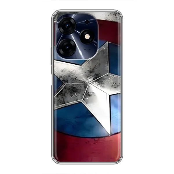 Чехол с рисунком «Щит Капитана Америки» для TECNO Spark 10 Pro Чехол с рисунком «Щит Капитана Америки» для TECNO Spark 10 Pro
