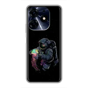 Силиконовый Чехол с принтом "Космонавты" на TECNO Spark 10 Pro (В руках земля)