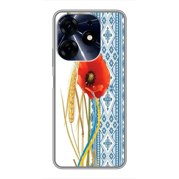 Чехол с рисунком «Вышиванка с цветком» для TECNO Spark 10 Pro