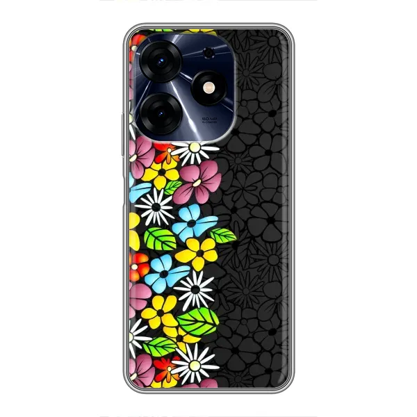 Чехол с рисунком «Яркие цветы на черном» для TECNO Spark 10 Pro Чехол с рисунком «Яркие цветы на черном» для TECNO Spark 10 Pro