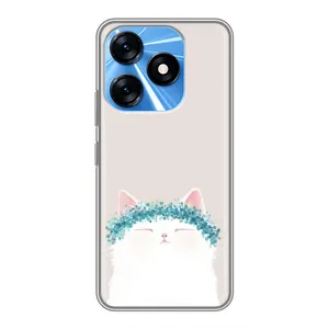 Чехол на тематику: Коты для TECNO Spark 10 (Белый котик)