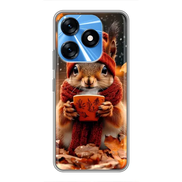 Чехол с рисунком «Белка с кофе» для TECNO Spark 10 Чехол с рисунком «Белка с кофе» для TECNO Spark 10