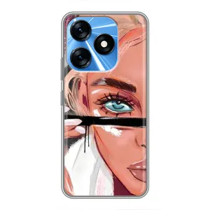 Силіконовый Чохол на TECNO Spark 10 з картинкой Модных девушек (Дівчина та вії)
