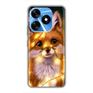 Чехол с Лисичкой для TECNO Spark 10 (Новогодний лисенок)