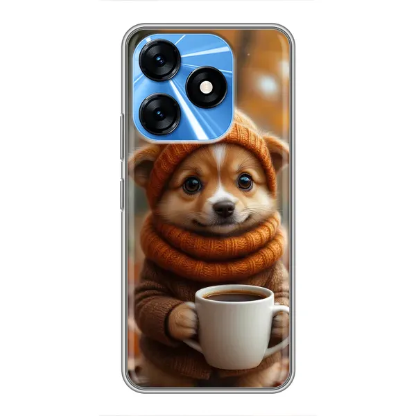 Чехол с рисунком «Собачка с кофе» для TECNO Spark 10 Чехол с рисунком «Собачка с кофе» для TECNO Spark 10